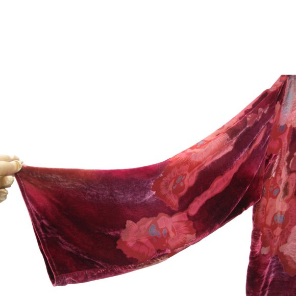 Burn Out Velvet Pullover Top Burgundy Deep Mauve Pink Long Sleeve Womens 16 - Picture 2 of 11